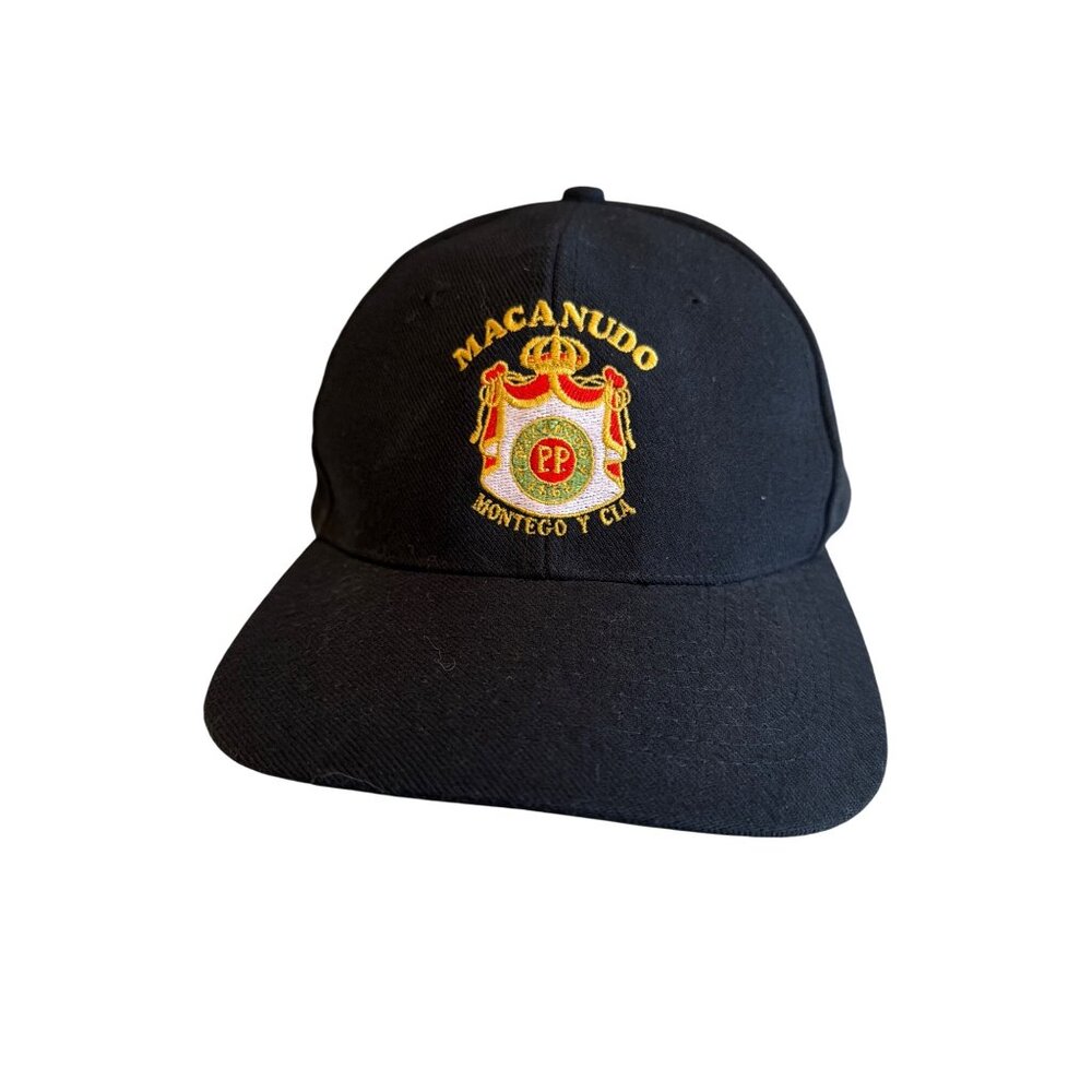 Macanudo Black Baseball Cap Embroidered Logo Montego‎ Y Cia Adjustable Strap